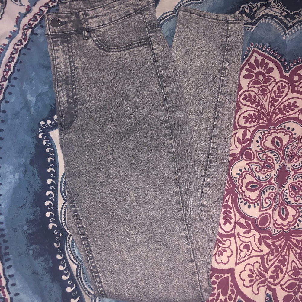 *2 for $15* high waist grey acid wash skinny jeans